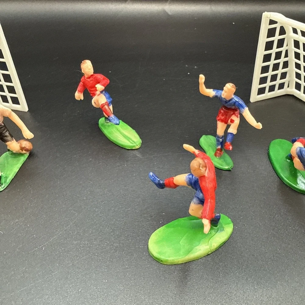 Vintage‎ Soccer Rugby Players Cake Topper Figures Made In Hong Kong B
